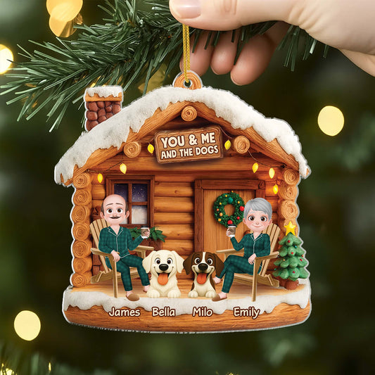 6638OUS2 3d printing effect acrylic couple with dog ornament_ personalized christmas gift 6638OTYAC