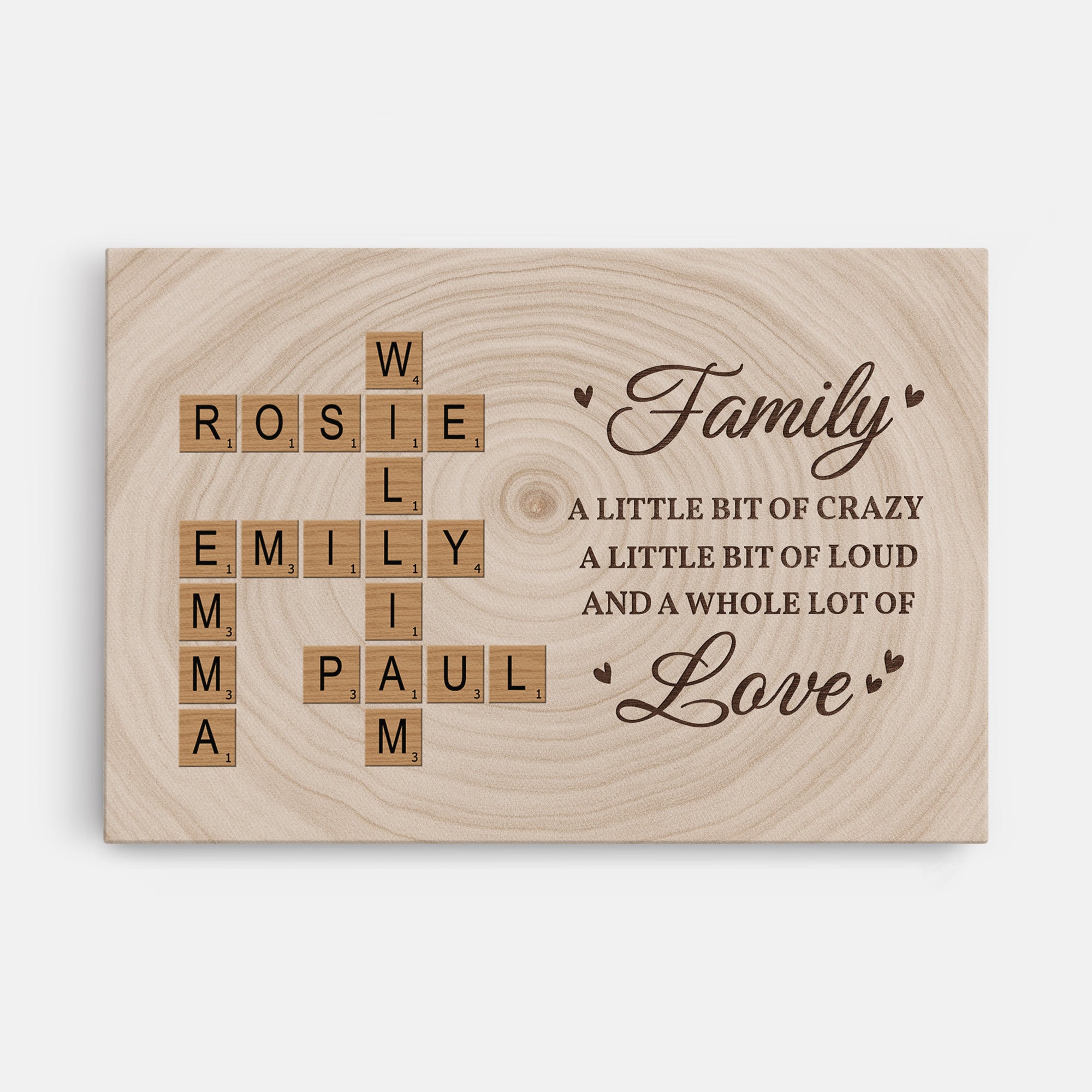 6648CUS1 family a little bit of crazy wall art custom family crossword canvas 6648C8QCI
