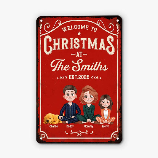 6654EUS1 metal christmas welcome sign_s custom gifts for family with dog cat 6654E8ZMI