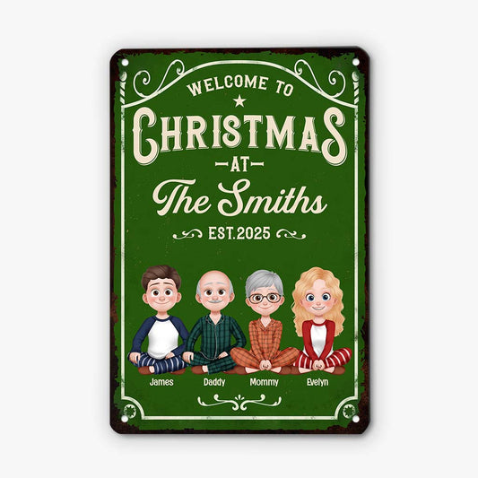 6654EUS2 metal christmas welcome sign_s custom gifts for family with dog cat 6654E8ZMI