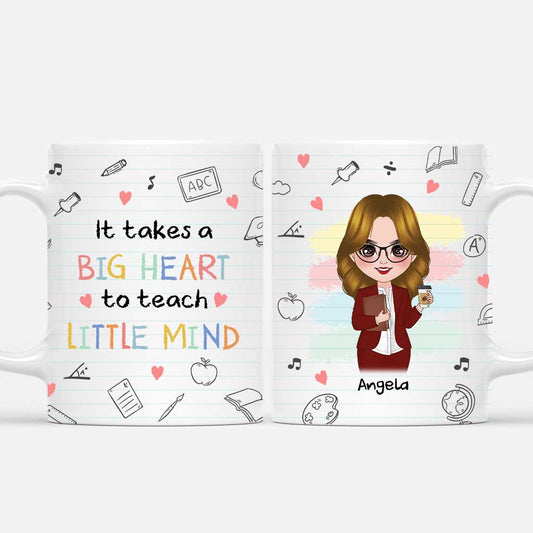 6665MUS1 it takes a big heart to teach little minds mug custom teacher gifts 6665MKQWT
