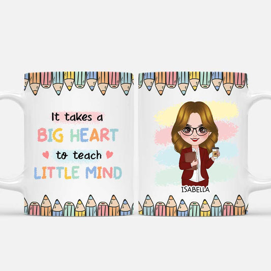 6667MUS1 it takes a big heart to teach little minds mug personalized teacher gifts 6667MKTWT