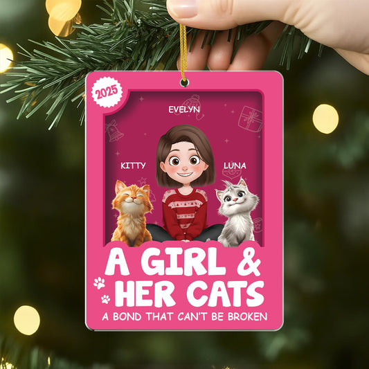 6669OUS2 3d printing effect acrylic christmas ornaments custom gifts for cat lovers 6669OKZAD