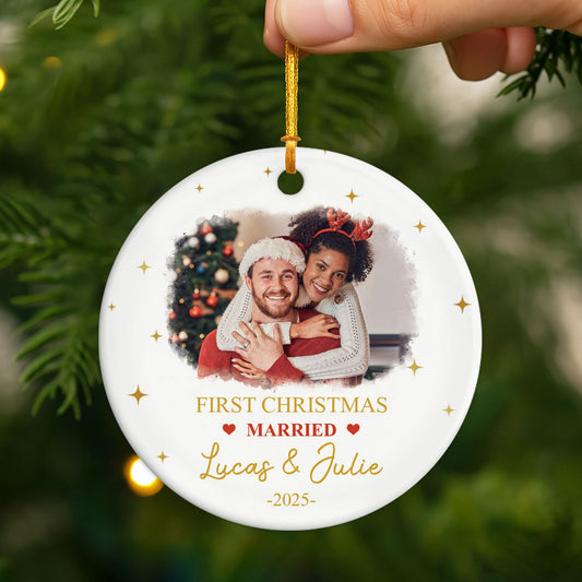 6673OUS1 ceramic first christmas engaged ornament custom photo gifts for couples 6673OKLAG_2