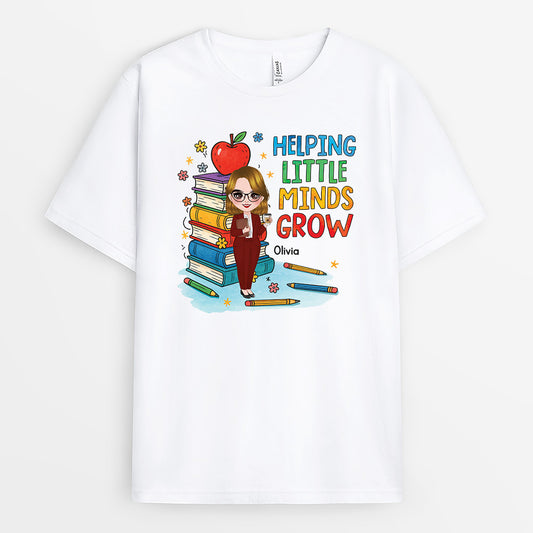 6674AUS1 helping little minds grow shirt personalized teacher gifts 6674ATQMT