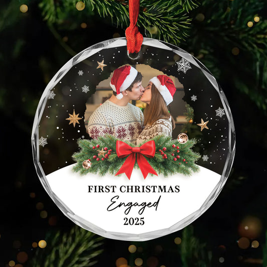 6680OUS1 glass first christmas engaged ornament custom couple photo gifts 6680OKV5G