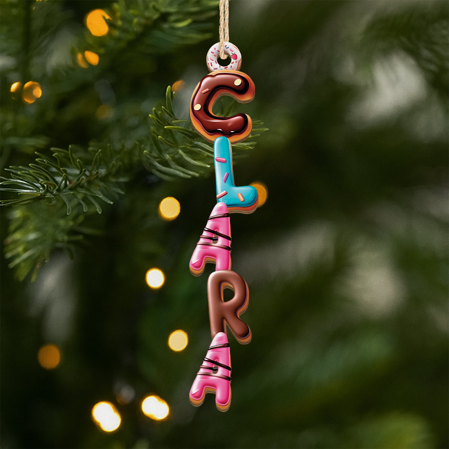 6689OUS1 3d effect donut letter ornament custom 1 layered wooden xmas ornaments 6689O8VZA