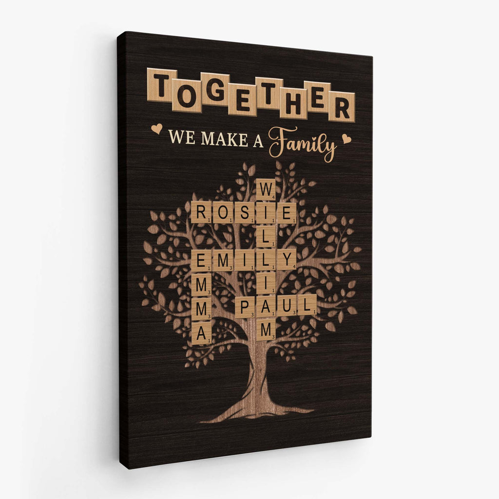 6691CUS2 personalized family crossword camvas together we make a family wall art 6691C3VTI