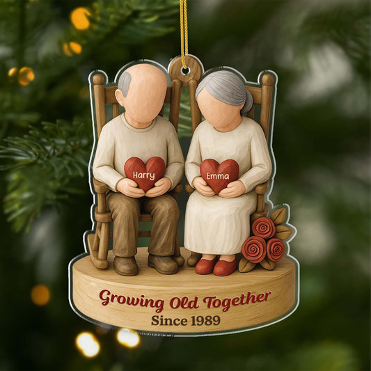 6734OUS1 3d printing effect acrylic old couple christmas ornament_ custom couple gift 6734O