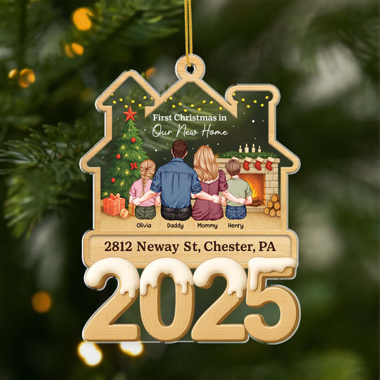 6776OUS1 acrylic first christmas in our new home ornament_ custom gifts for family 6776O