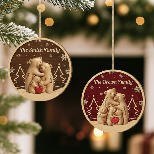 6784OUS2 3d printing effect 1 layered wooden bear family ornament custom christmas gifts 6784O3TMI