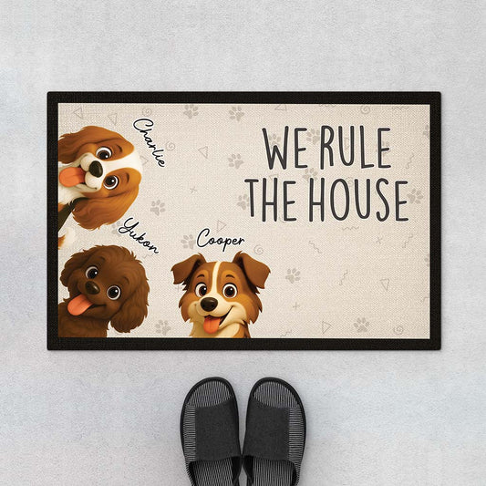 6785DUS1 we rule the house dog doormat personalized pet gifts for dog owners 6785DKT5C