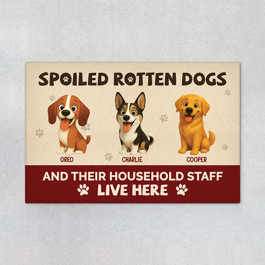 6789DUS1 spoiled rotten dogs live here doormat customized gifts for dog lovers 6789D8V5C