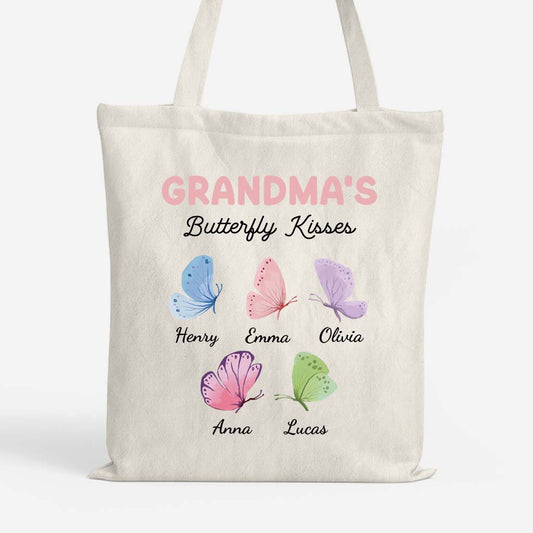 6947BUS1 grandmas butterfly kisses tote bag personalized grandma gifts 6947btvta_1