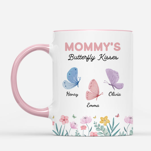 6947MUS2 grandmas butterfly kisses mug custom grandma gifts with grandkids names_ 6947MTVTA