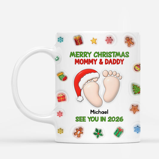 6957MUS1 3d printing effect merry christmas mug personalized gifts for parents to be 6957MKTMB