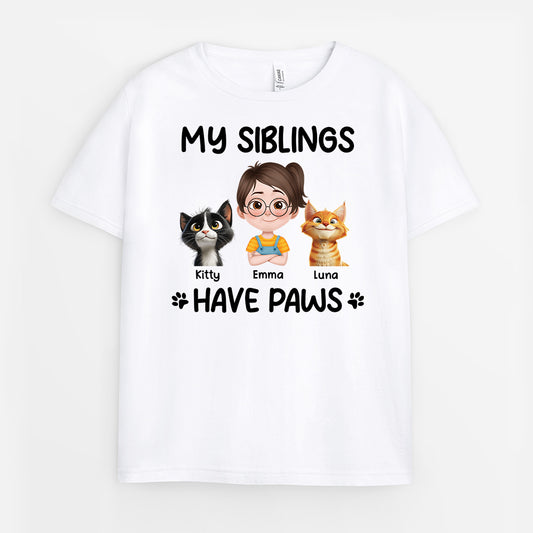 6961AUS1 my siblings have paws shirts with cats personalized kids gifts 6961A3XCD