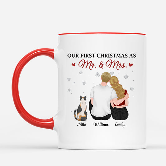 7000MUS2 personalized couple mugs with cats our first christmas as mr and mrs 7000M8KCD