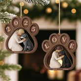 7033OUS2 1 layered wooden dog paw print ornament personalized christmas gift 7033OKQNC