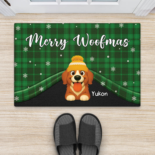 7034DUS1 merry christmas from our family doormat custom gifts for dog lovers 7034DTLNC_1