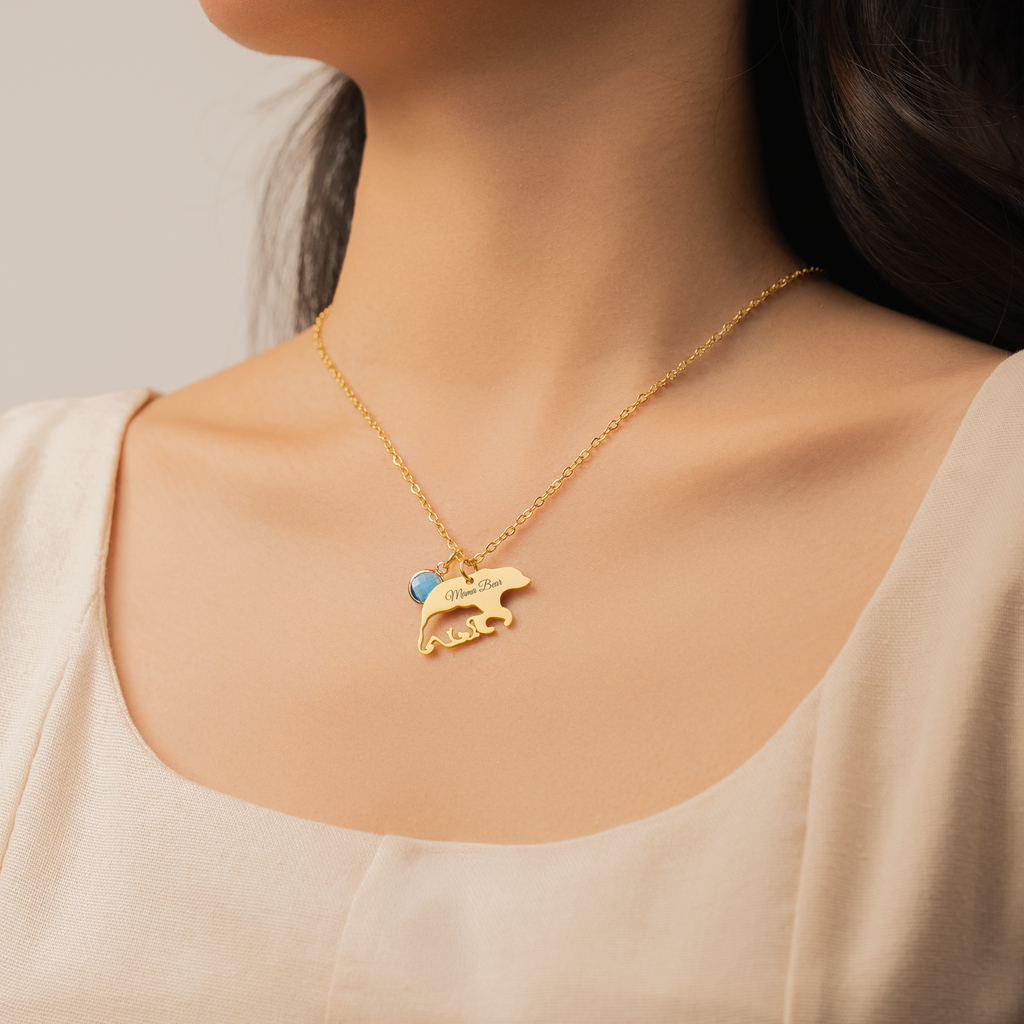 7042JUS2 mama bear necklace with birthstones custom gifts for mom grandma 7042J0T5A
