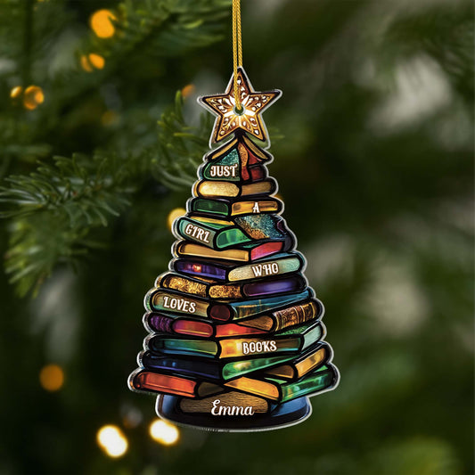7044OUS1 3d printing effect acrylic book christmas tree ornaments custom gifts for bookworms 7044OKTCA