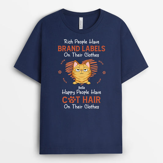 7089AUS2 happy people have cat hair on their clothes shirt custom gifts for cat lovers 7089ATQCD