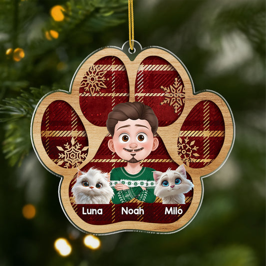 7104OUS1 acrylic cat paw print ornament_ custom christmas gifts for cat owners 7104OKV5D