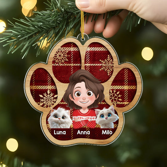 7104OUS2 acrylic cat paw print ornament_ custom christmas gifts for cat owners 7104OKV5D