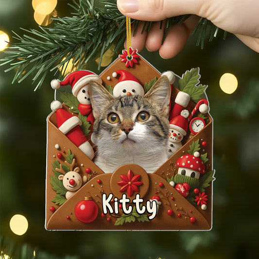 7109OUS2 acrylic cat photo ornament_ personalized christmas gift 7109OTMND