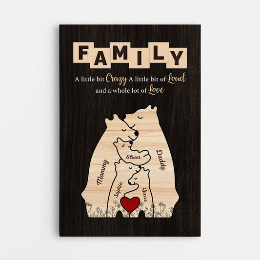 7266CUS1 custom bear family canvas family a little bit of crazy wall art_ 7266CTT5I