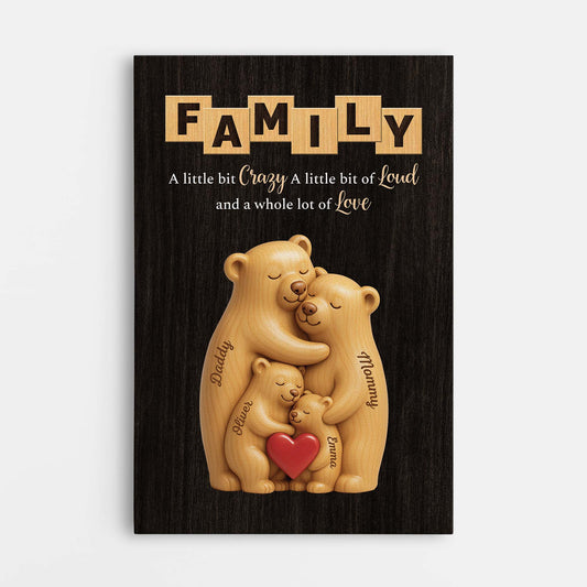 7267CUS1 3d printing effect bear family canvas personalized gift for family 7267CTT5I