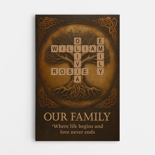 7303CUS1 personalized family name crossword canvas family tree wall art_ 7303C6TZI