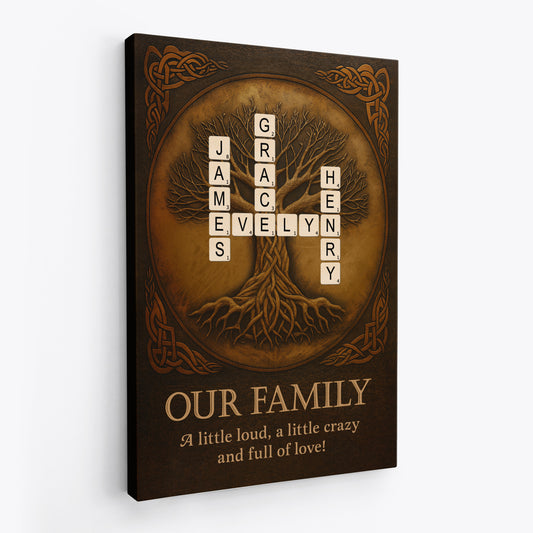 7303CUS2 personalized family name crossword canvas family tree wall art_ 7303C6TZI