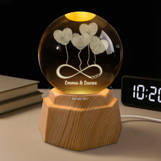 7376LUS1 heart 3d crystal ball lamp personalized gift for couples 7376LKVCG
