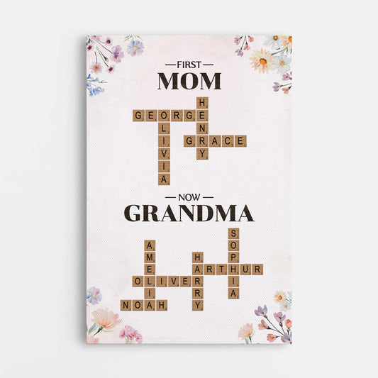 7385CUS1 first mom now grandma_ canvas personalized grandma gifts 7385C6V5A