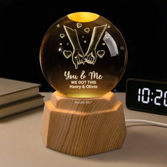 7410LUS1 hand holding 3d crystal ball lamp custom gifts for couples 7410LTLNG