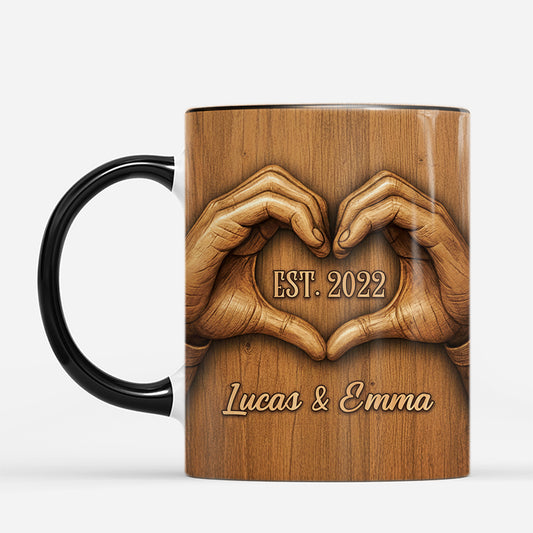 7425MUS2 3d printing effect heart hand sign mug custom gifts for couples 7425MTQTG