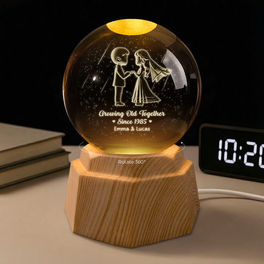 7436LUS1 bride and groom 3d crystal ball lamp personalized gifts for couples 7436LTLCG