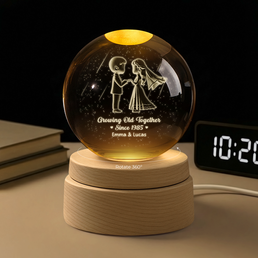 7436LUS1 bride and groom 3d crystal ball lamp personalized gifts for couples 7436LTLCG2