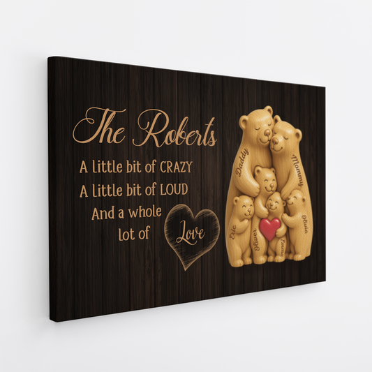 7468CUS2 personalized bear family canvas family a little bit of crazy wall art_ 7468C6T5I
