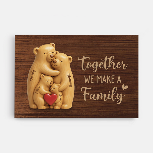 7469CUS1 personalized bear family canvas together we make a family wall art 7469C