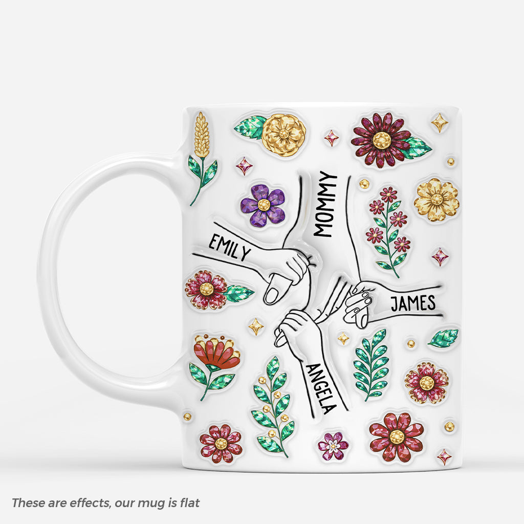 7485MUS1 3d printing effect flower mug with names personalized gifts for mom grandma 7485M_97543ad9 00a5 4d87 8adf 96a3b1623d5b