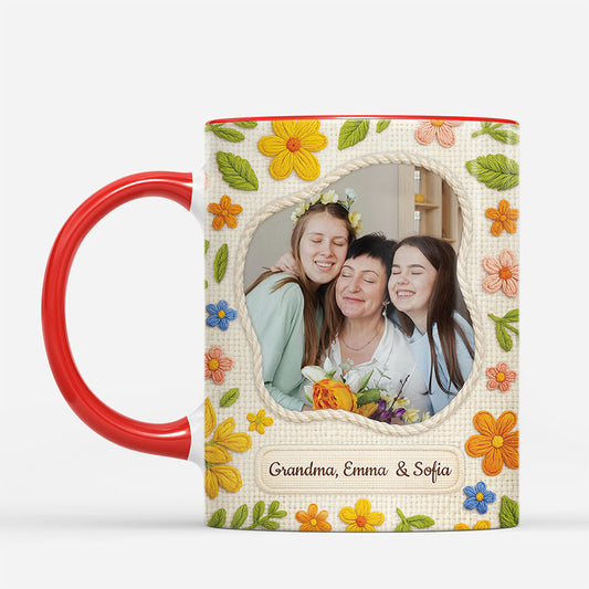 7487MUS2 3d printing effect crochet flower mug with names custom gifts for mom grandma 7487M6QTA