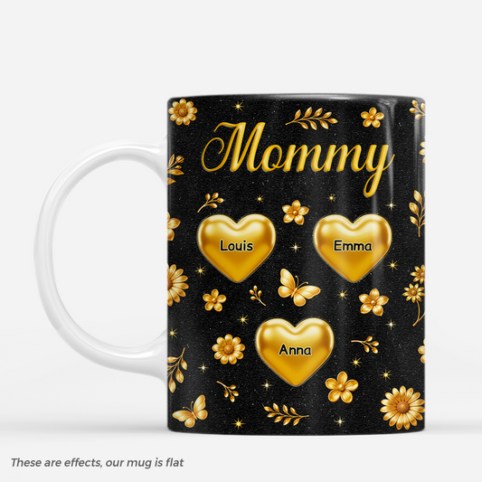 7489MUS1 3d printing effect gold flower mug with names custom gifts for mom grandma 7489M6FWA