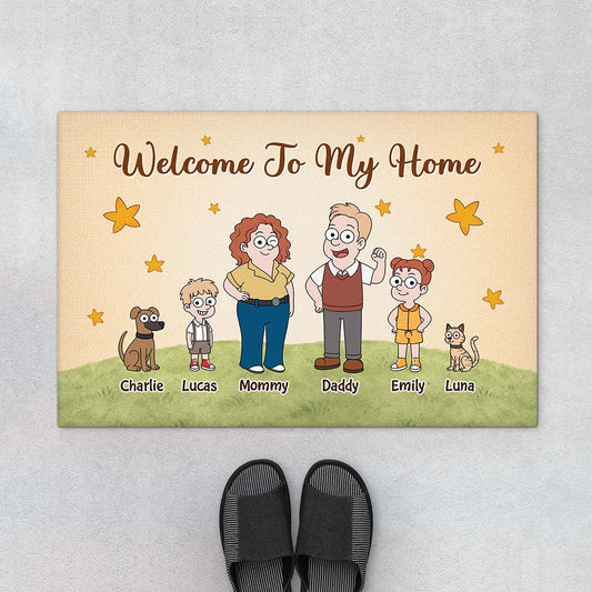 7503DUS1 welcome to our home doormat custom gifts for family with dog and cat 7503DTT5I_3d8a6ad5 a3b8 4529 a901 ee00b362ef2b