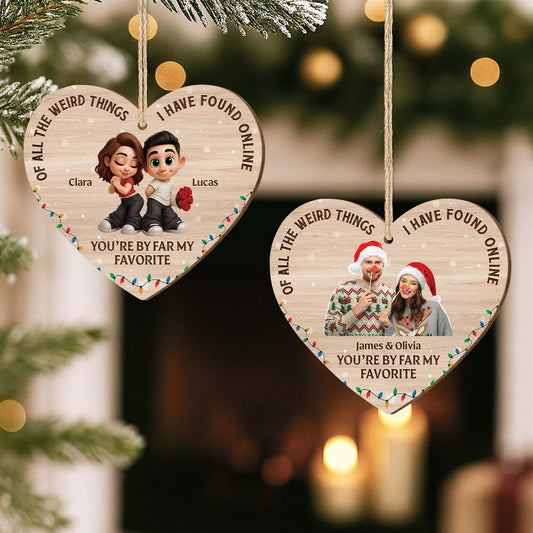 7510OUS2 personalized 1 layered wooden ornaments christmas gifts for couples 7510O