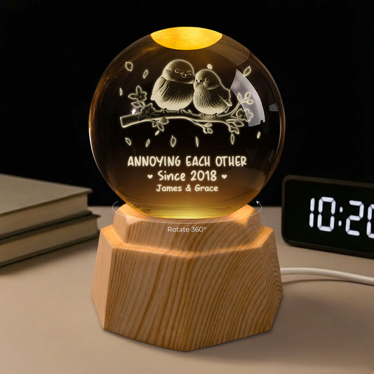 7515LUS1 bird 3d crystal ball lamp personalized gifts for couples 7515L8TAG