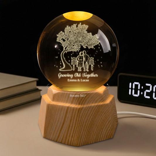 7529LUS1 custom 3d crystal ball lamp growing old together gifts for couples 7529LTPWG