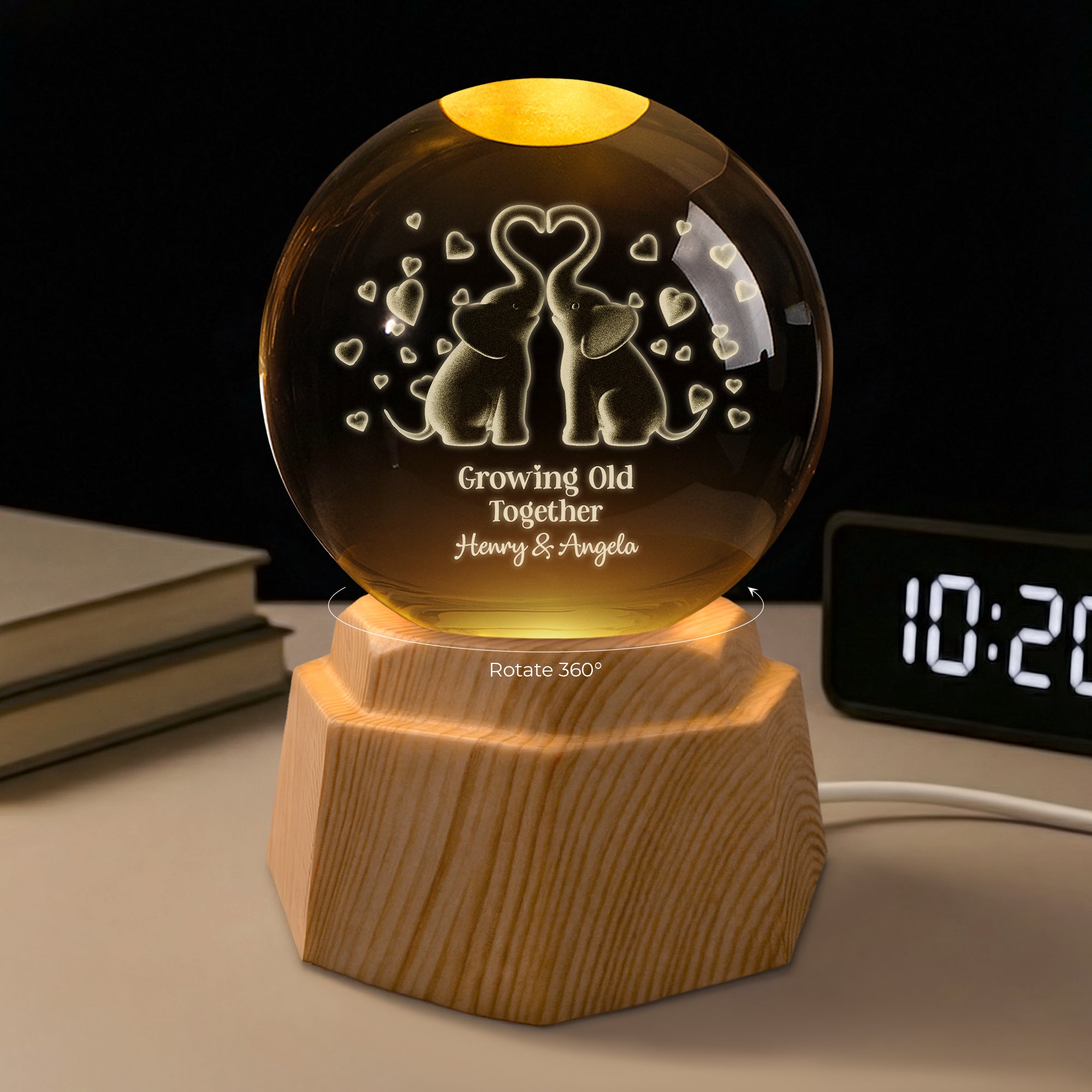 7532LUS1 elephant 3d crystal ball lamp personalized gifts for couples 7532LTLNG_1